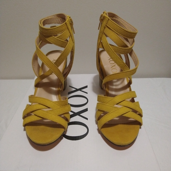 XOXO Eden Yellow Block Heel Sandals - Picture 8 of 8